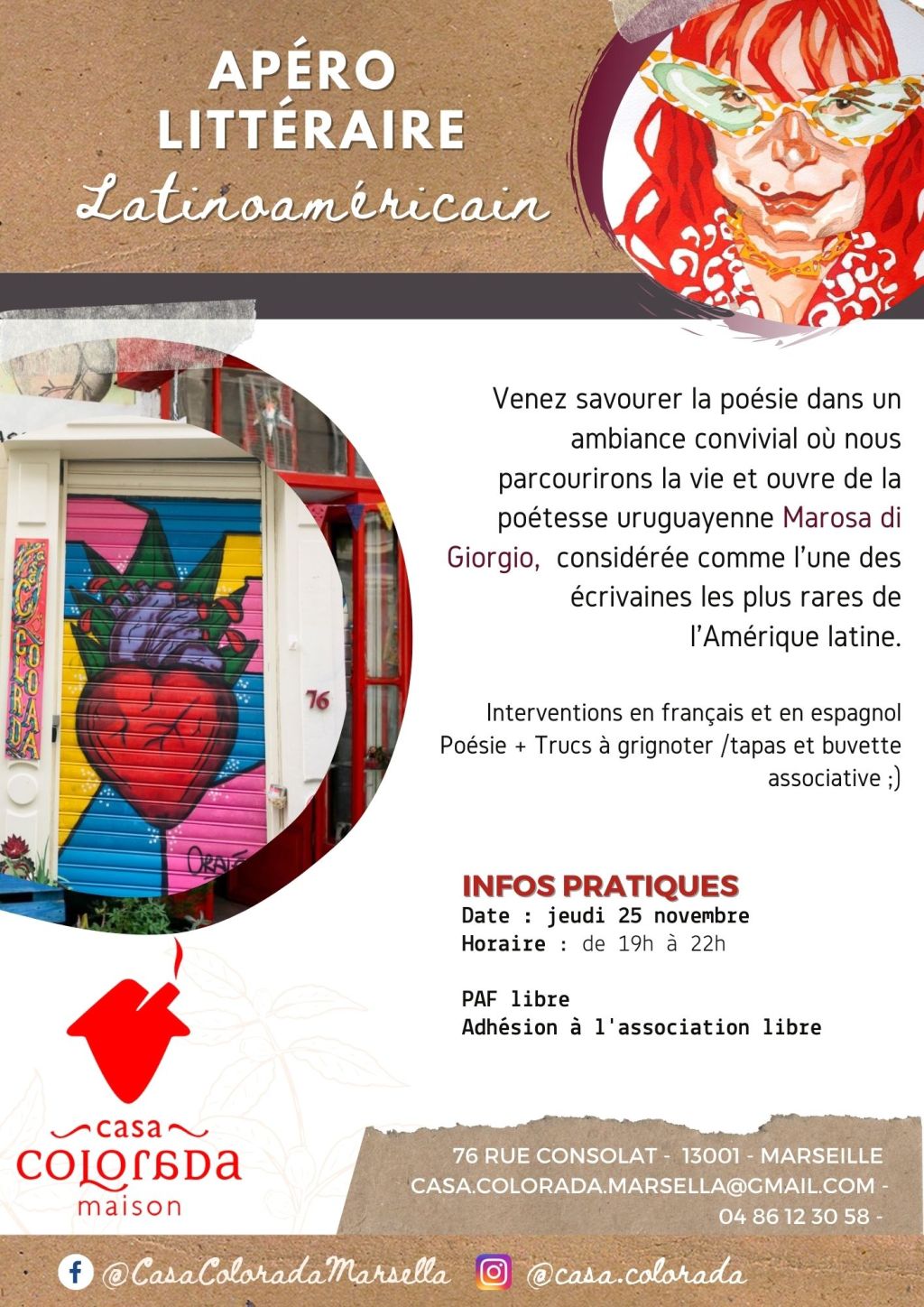 Apéro littéraire à la Casa&nbsp;Colorada